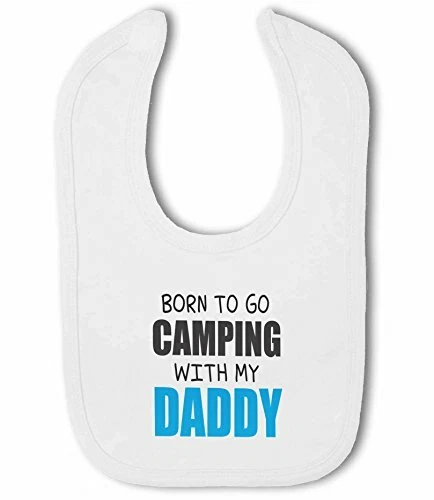 Born to go campeggio con mio papà / mamma rosa/blu - bavaglino bambino di BWW stampa srl
