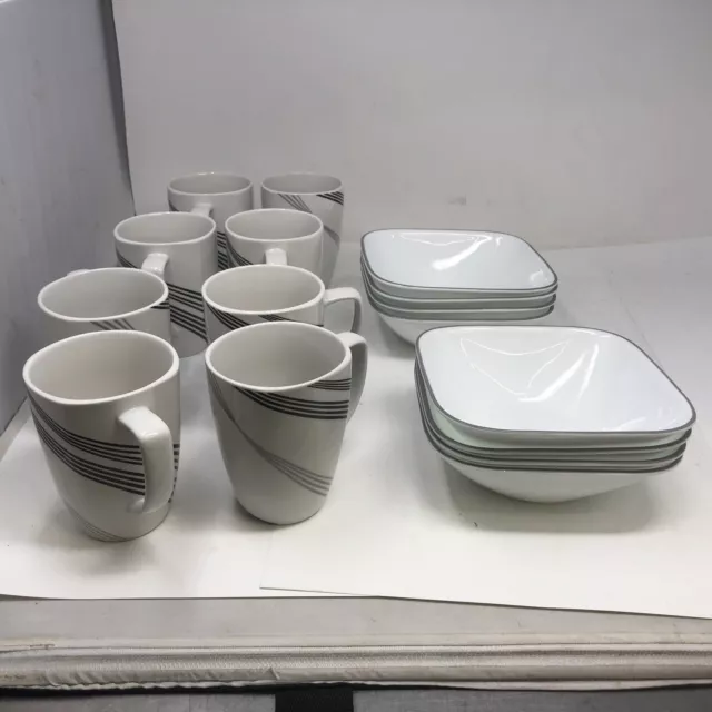 Corelle Urban Arc Square Cup And Bowls (8 Place) Set - Preowned