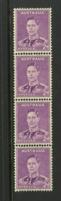 M2443 Australia 1942 SG185a - 2d bright purple in coil strip of 4 (two pairs).