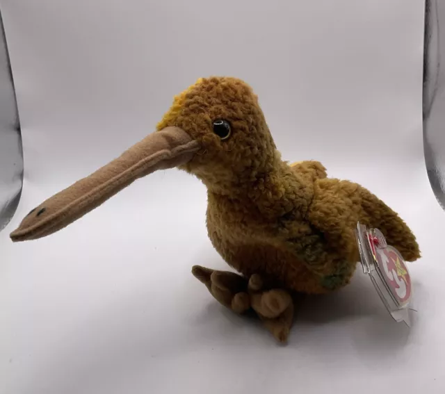 Ty Beanie Babies Beak the Kiwi Bird With Tag In  Plastic Protector B