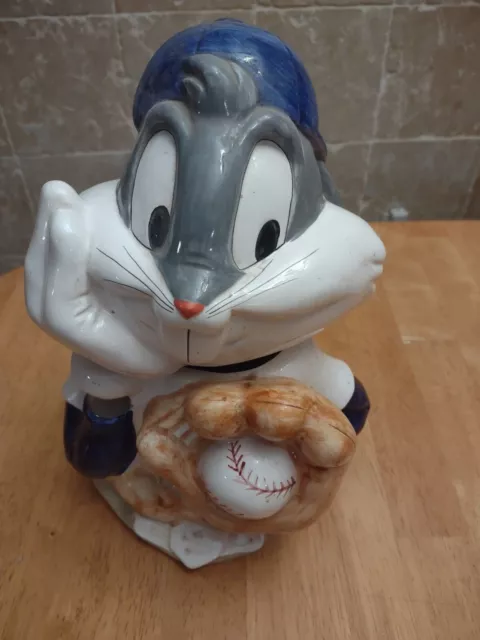 Baseball Bugs Bunny Ceramic Cookie Jar 12" Warner Bros 1993