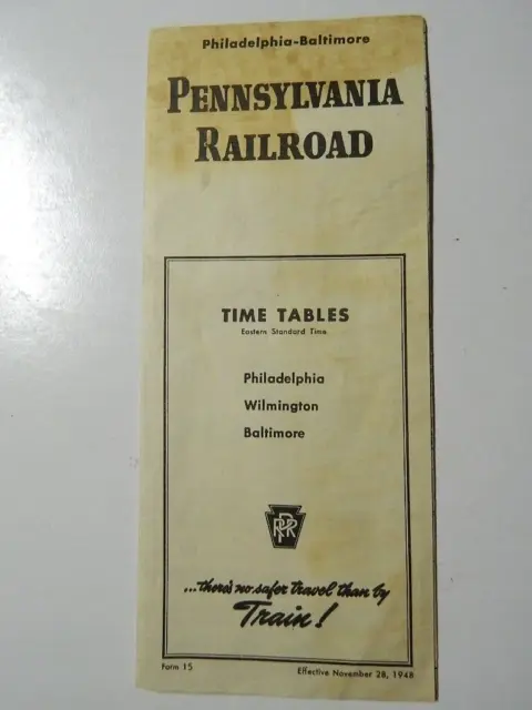 USED 1948 PRR Pennsylvania Railroad timetable Philadelphia Baltimore Wilmington