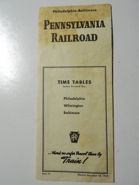 USED 1948 PRR Pennsylvania Railroad timetable Philadelphia Baltimore Wilmington