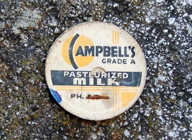 milk bottle : lovely old 1930's/40's cardboard cap Campbells' "Grade A"