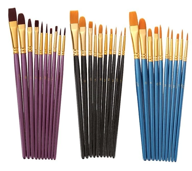 Set 10 Pennelli Per Pittura Acqua Olio Acrilico Di Alta Qualita'