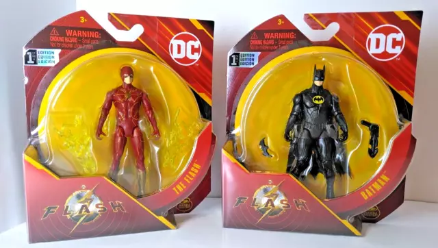 (2) Figures - The Flash Movie Batman 1st Edition & The Flash 4" Action Figure