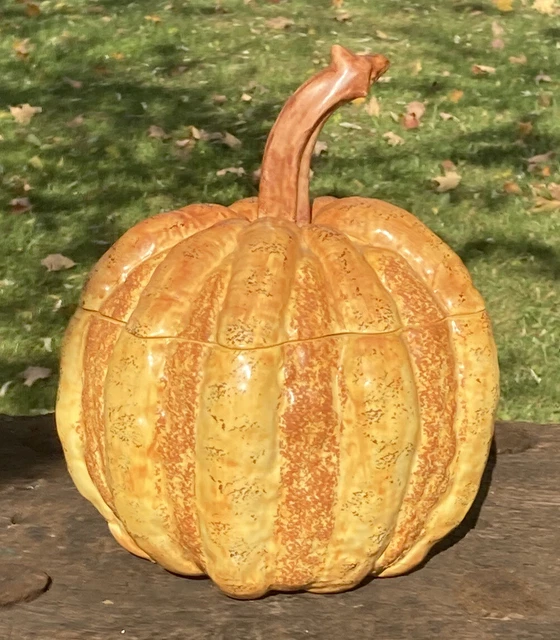 Tiffany & Co.  Este Italian Ceramic Pumpkin Tureen Hand Painted Exclusive 9.5x8”