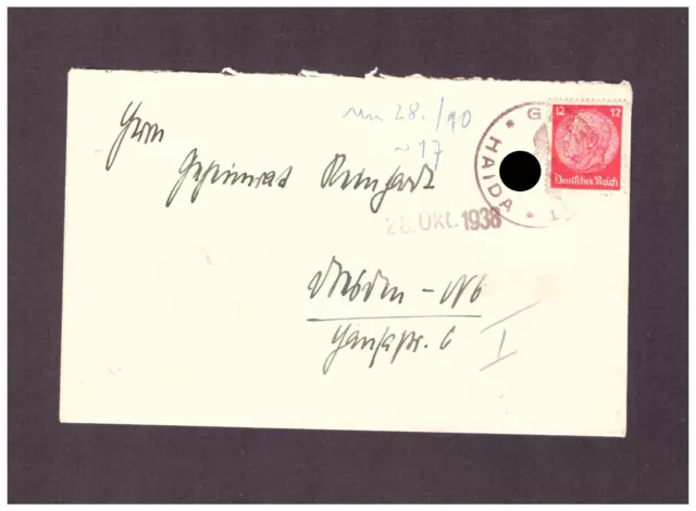 Sudetenland Brief vom 18.Oktober 1938 Stempel HAIDA
