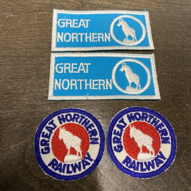 Lot Of 4 Great Northern Railroad Mountain Goat Logo Blue 4.5" & R/W/B 2” Patch