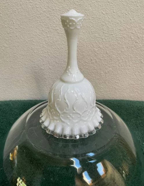 Vintage Fenton Silver Crest Spanish Lace Bell - Milk Glass Vintage Ruffles