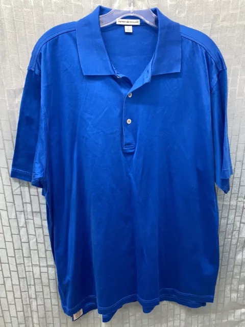 Peter Millar Royal Blue Pima Cotton Tech Golf Polo Shirt Mens Sz XL