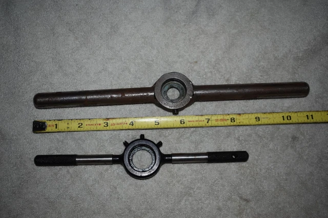 Vintage 1" Round Die Handles 11"  Homemade 8 1/2" Hardened Knurled