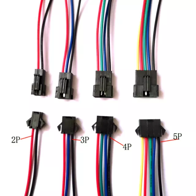 10 Pairs 2Pin/3Pin/4Pin/5Pin Male And Female JST SM Connector LED Strip Cable