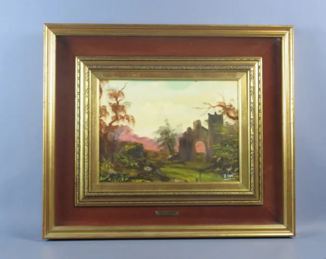 Quadro olio su faesite Canò paesaggio cornice legno dorato vintage anni ‘70