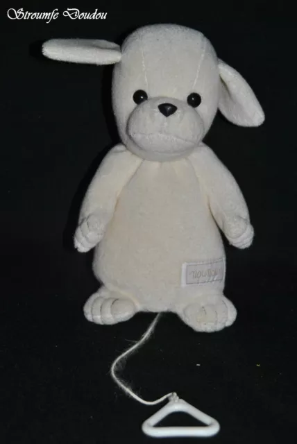Peluche Doudou Chien Crème AJENA Nounours Musical Chiot Beige Blanc 28 Cm TTBE