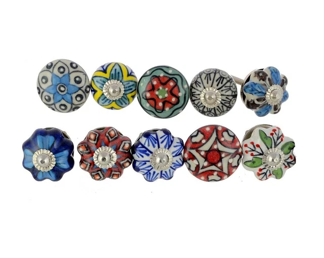 Boutons en céramique pour porte d'armoire et tiroir Ensemble de 10 couleurs...