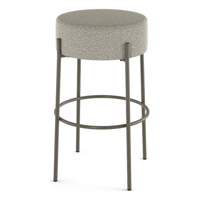 Amisco Clovis 30 In. Bar Stool - Light Beige & Grey Polyester / Grey Metal