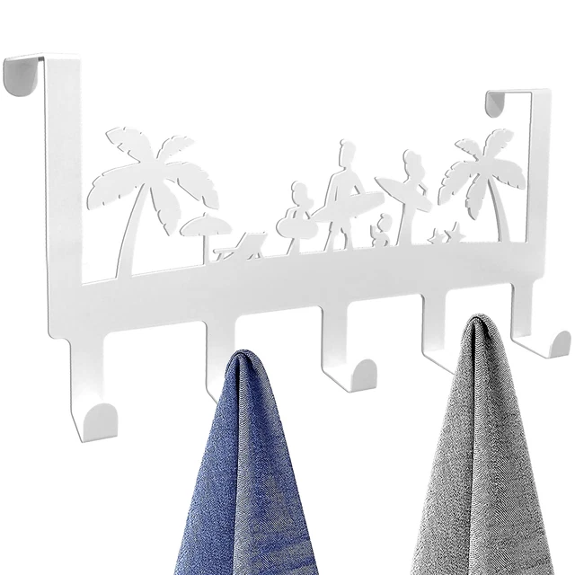 Family Pool Beach Towel Rack for Bathroom Kitchen Over The Door Hooks Robes C...