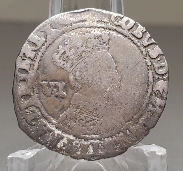 1605 Sixpence Great Britain King James Hammered Silver Coin