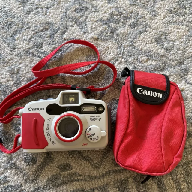 Waterproof Canon Sure Shot WP-1 35mm Point & Shoot Film Camera w Strap & Case Waterproof Canon Sure Shot WP-1 35mm Point & Shoot Film Camera w Strap & Case