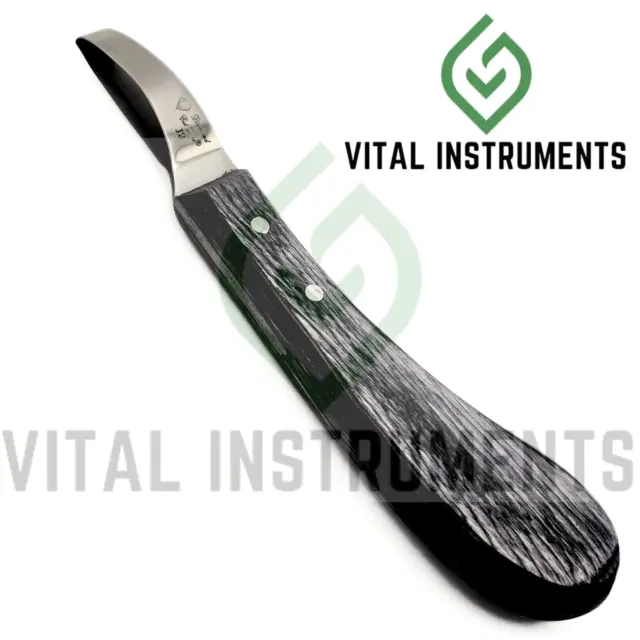 Farrier Hoof Knife Full Loop Diamond Cut J2 Stainless Steel Black Wooden Handle