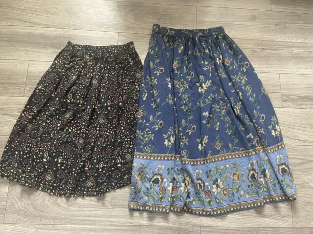 2 Vintage 90s Maxi Stretch Waist Skirts Cottagecore Whimsigoth Whimsicore