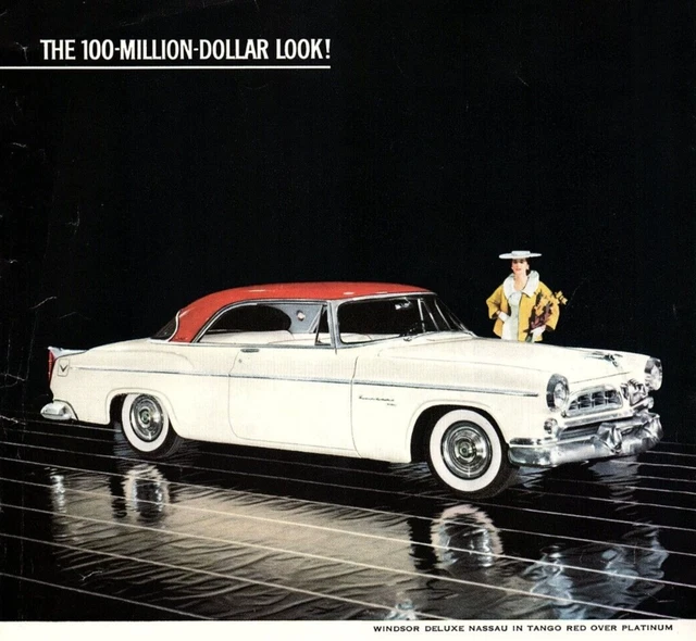 1955 Chrysler Windsor Deluxe Nassau Platinum And Red Vintage Advertisement Z1227