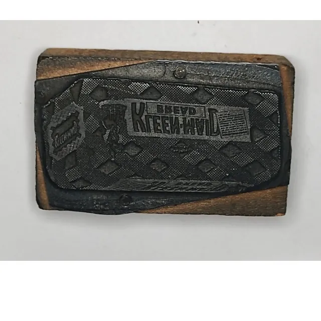 Kleen-Maid Bread and Bread Image Letterpress Printers Block Vintage
