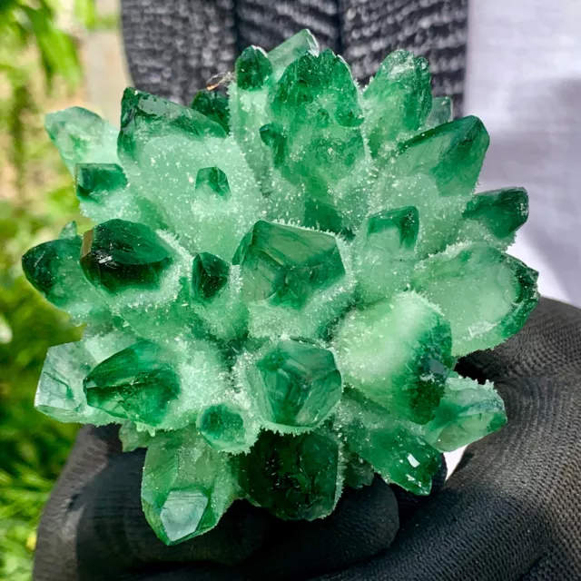 487g New Find Green Phantom Quartz Crystal Cluster Mineral Specimen Healing