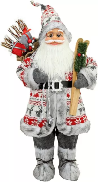 NEW!CHRISTMAS Standing SANTA Claus ,with SKI & Gifts, Table Figurine, ~18" #16