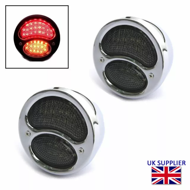 LED Stop Tail Lights & Indicators for Custom Hot Rod - CHROME Vintage Style