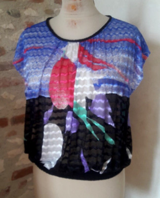 BLOUSE TOP HAUT été femme T.36/38 VINTAGE 70 80 woman summer blouse sz XS/S