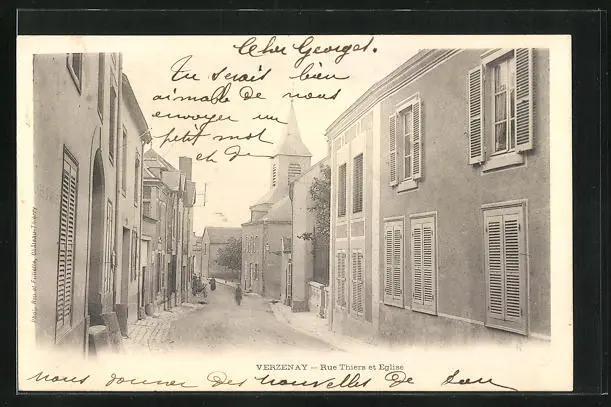 CPA Verzenay, Rue Thiers et Eglise 1902