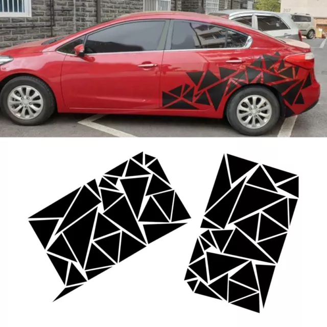 78x23in Geometric Triangle Graphics Decal Glossy Black Sticker For Car Body  Side