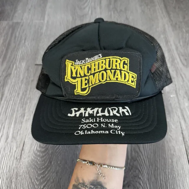 VTG Jack Daniels Lynchburg Lemonade Patch Black Mesh Trucker Snap Back Hat Cap