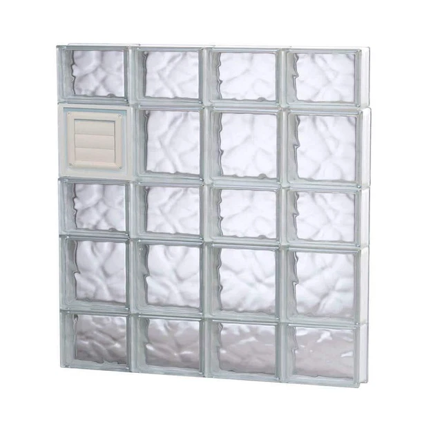 Clearly Secure Glass Block Window W/ Dryer Vent 31" x 32.75" x 3.125" Frameless