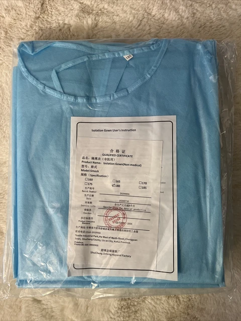 Isolation Gown Pack of 5 Size 180 CVS Non Medical Non Surgical sealed in package