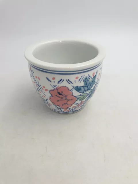 Pot De Fleurs En Porcelaine Chinoise Jardinière Peint À La Main Bleu Floral Rose