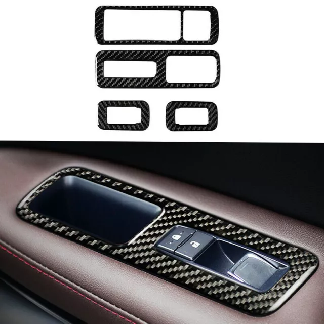 Carbon Fiber Car Window Control Switch Panel Cover For 16-19 Lexus 450H RX300