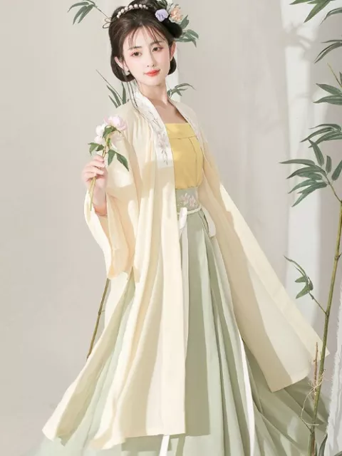 Chinese Hanfu Dress 3PCS Set Flowing Maxi Dress Chinese Ancient EmbroideryDress