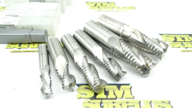 Lot Of 6 Hanita M42 Roughing 3 Flute End Mills 1/2" 3/4" & 1"