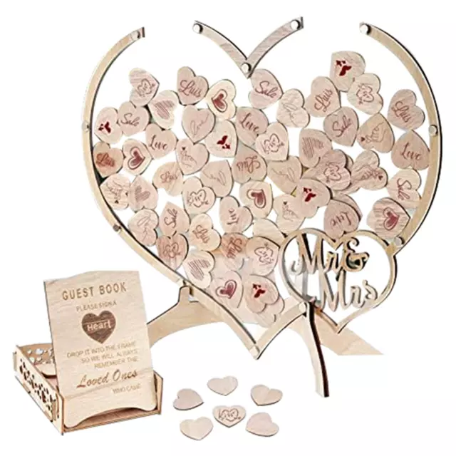 Wedding Guest Book, Guest Book with Wooden Heart Drop Box Wedding Party,7390
