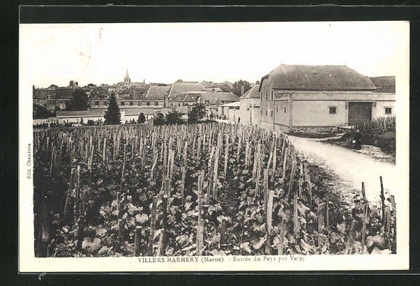 CPA Villers-Marmery, Entrée du Pays par Verzy 1935