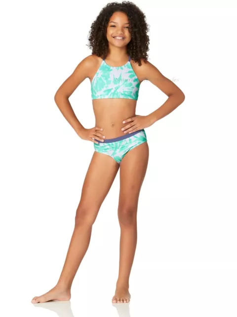 JUSTICE Tankini Swimsuit Bikini Swim Size 6 - 18 Girls Mint Blue Tie Dye 2 Piece