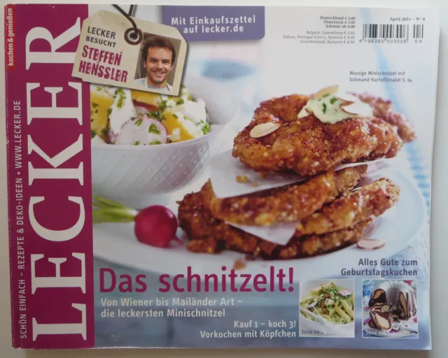 Zeitschrift "LECKER" April 2011 - Das schnitzelt! Steffen Henssler Kuchen...