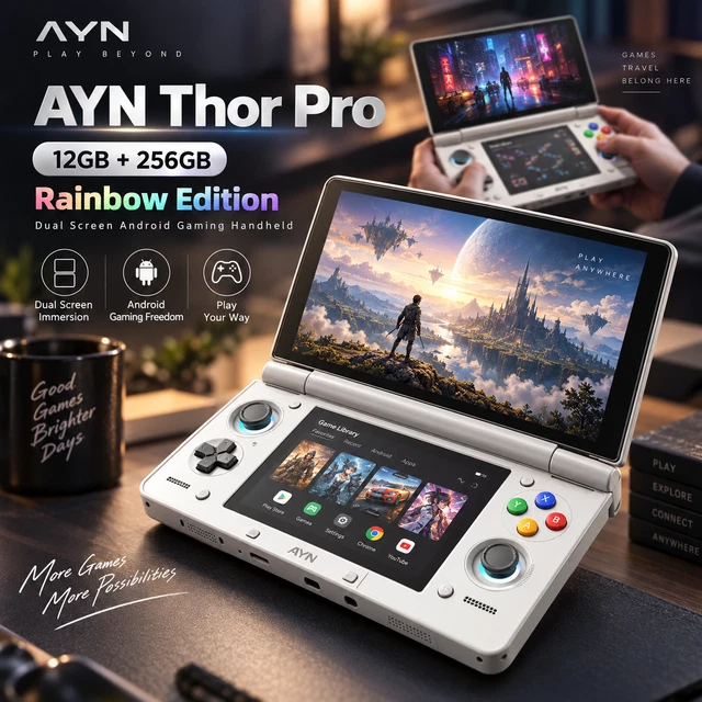 AYN THOR PRO Rainbow 12GB 256GB Dual AMOLED Android Gaming
