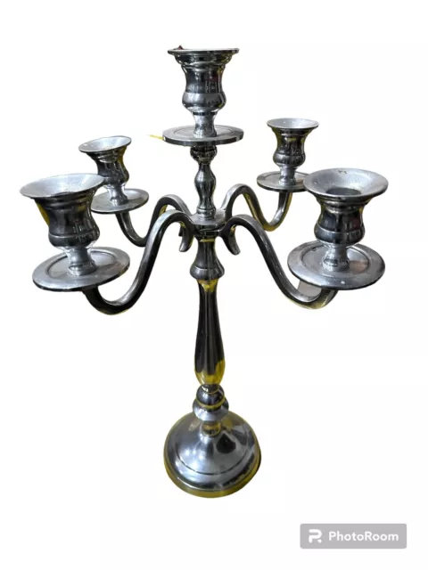 Vtg 4 Arm Gothic Scroll Style Silver Plated 19”Candelabra Candlestick Holder