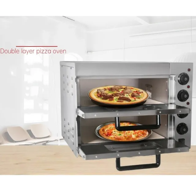 Commercial 2 Layer Deck Oven Double Baking Pan Chicken Wing Tart Pizza Oven
