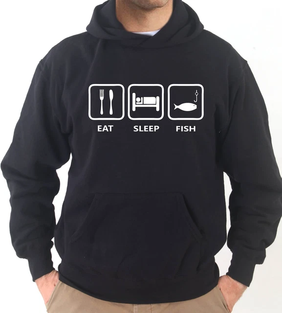 Felpa Cappuccio KJ1241 Eat Sleep Fish Pesca Carpfishing Cotone