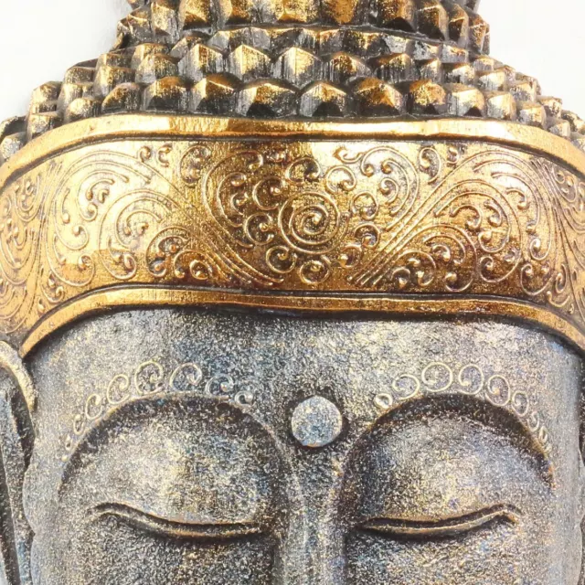 Buddha Maske Wanddeko hängende Deko Gesicht Wandmaske Wand Goldverzierung 40 cm 3